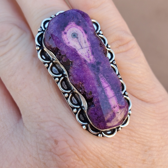 New Unique Purple Solar Quartz 925 Silver Ring. - Picture 6 of 16